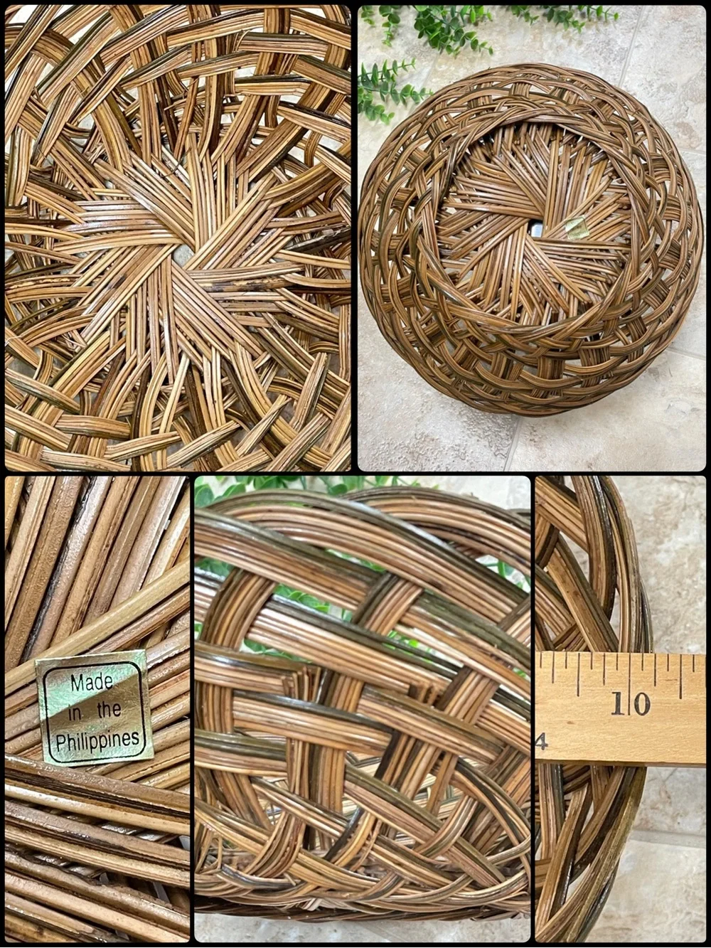 Vintage 6 Pc Woven Wicker Rattan Basket Wall Decor Set Boho Cottagecore